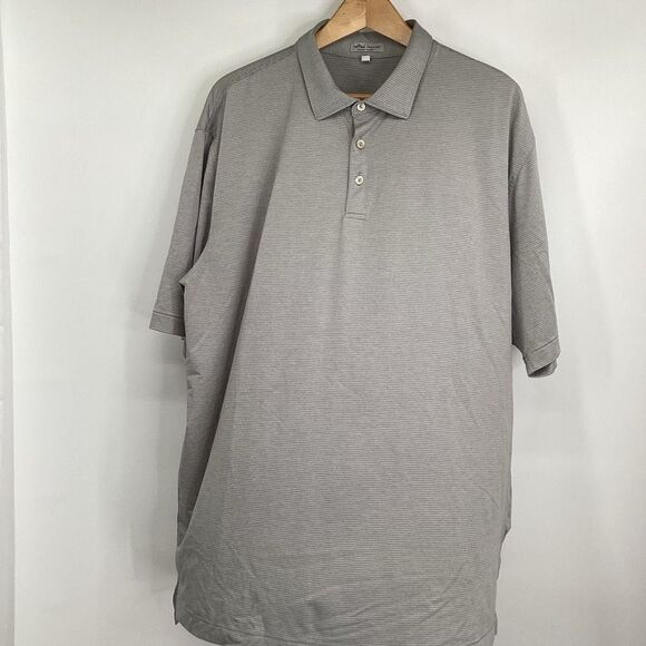 Men's Peter Millar Summer Comfort Short‎ Sleeved Polo Shirt gray/white 2XL - Picture 1 of 6